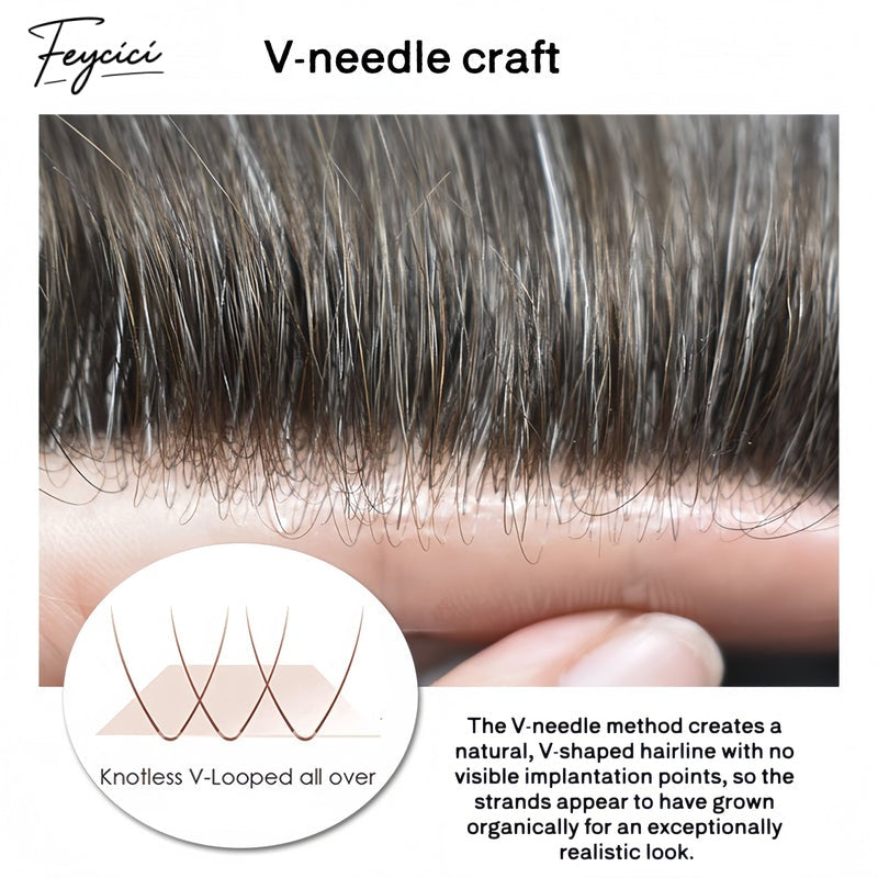 Feycici MONO PU Durable Invisible 8" x 10" Brown Black Mens Toupee23