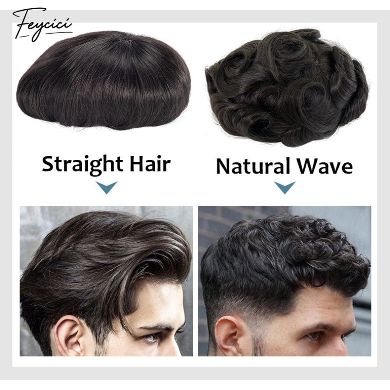 Feycici MONO PU Durable Invisible 8" x 10" Brown Black Mens Toupee24
