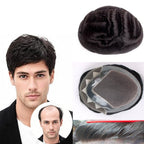 Feycici™ Mens Swiss Lace Toupee - Full Hand-Tied Zig-Zag Front Human Hair Replacement System