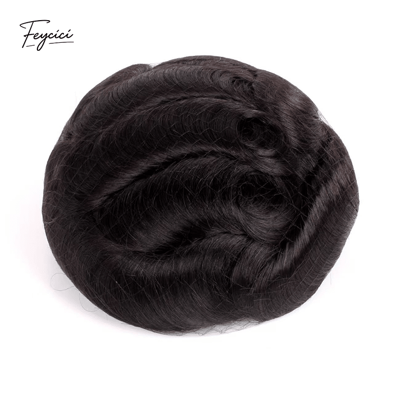 Feycici™ Mens Swiss Lace Toupee - Full Hand-Tied Zig-Zag Front Human Hair Replacement System