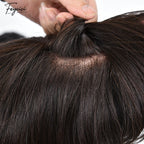 Feycici Mono Durable Invisible Hand-knitted Natural Black Mens Toupee26