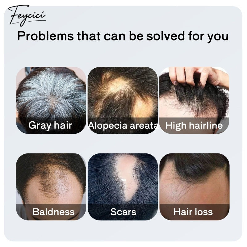 Feycici Mono Durable Invisible Hand-knitted Needle Twist Natural Black Mens Toupee