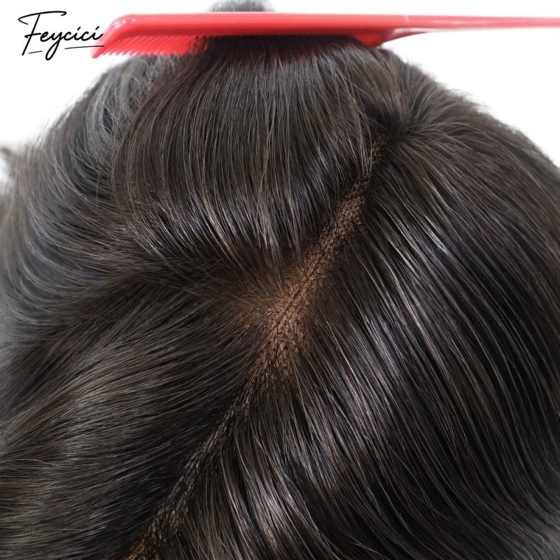 Feycici Mono Top With PU Durable Invisible Black Series Mens Toupee15