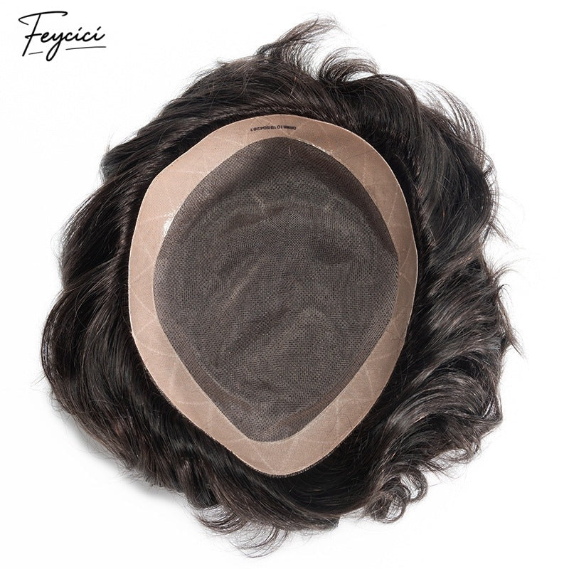 Feycici Mono Top With PU Durable Invisible Brown Black Mens Toupee20