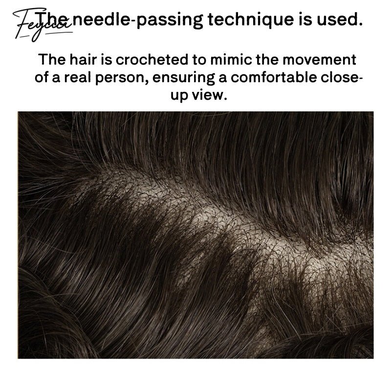 Feycici Mono Top With PU Durable Invisible Brown Black Mens Toupee26