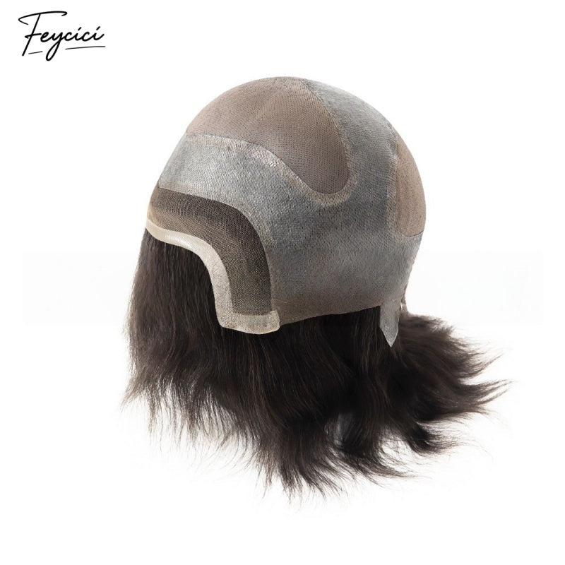 Feycici Mono Top With PU Durable Invisible Brown Series Mens Toupee23
