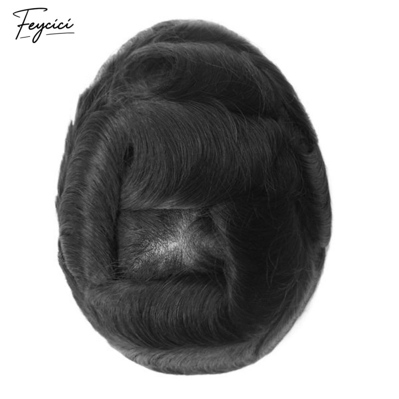 Feycici_Mono_Top_With_PU_Durable_Invisible_Off_Black_Men_s_Toupee_1