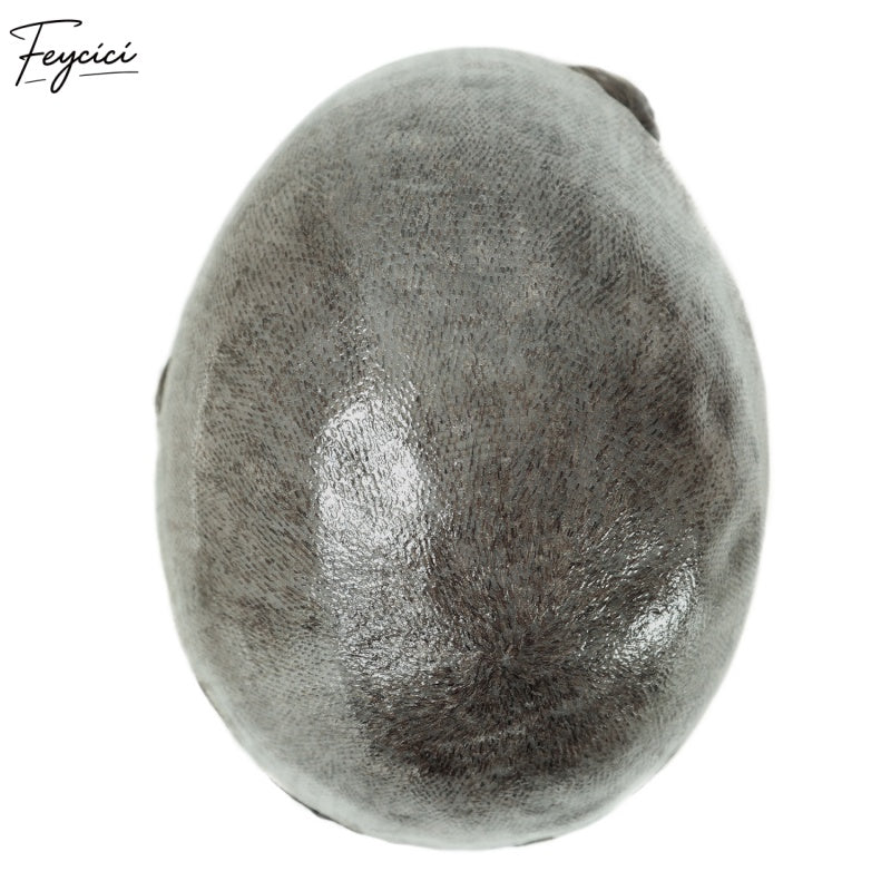 Feycici Very Light Brown Men's Hairpiece | 100% Real Man Hair | Breathable Invisible Pu
