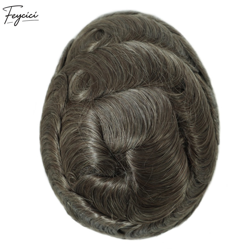 Feycici Very Light Brown Men's Hairpiece | 100% Real Man Hair | Breathable Invisible Pu1