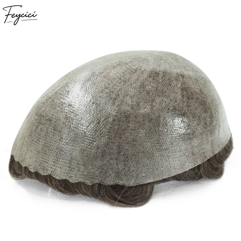 Feycici Very Light Brown Men's Hairpiece | 100% Real Man Hair | Breathable Invisible Pu3