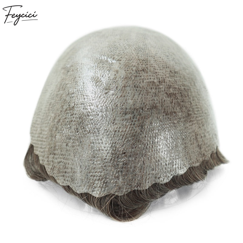 Feycici Very Light Brown Men's Hairpiece | 100% Real Man Hair | Breathable Invisible Pu4