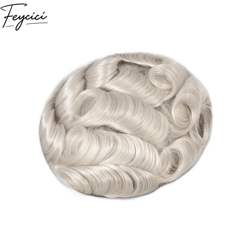 Feycici White Men's Hairpiece| Real Man Hair| Breathable Invisible Thin Skin Base2