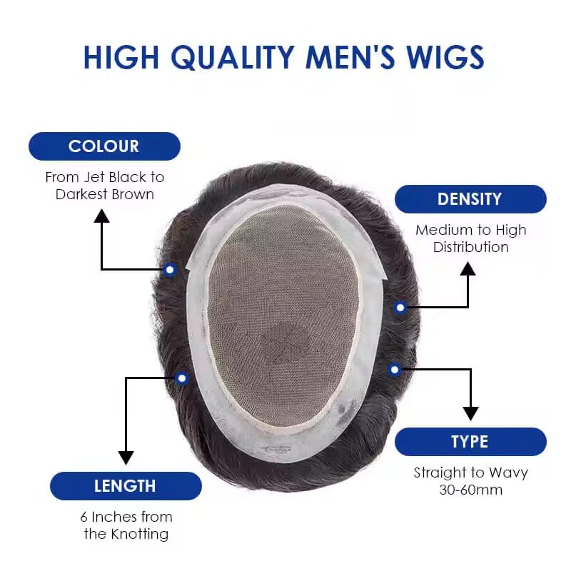 Fine Mono Center with NPU Perimeter Men’s Hair System - Durable & Breathable Toupee