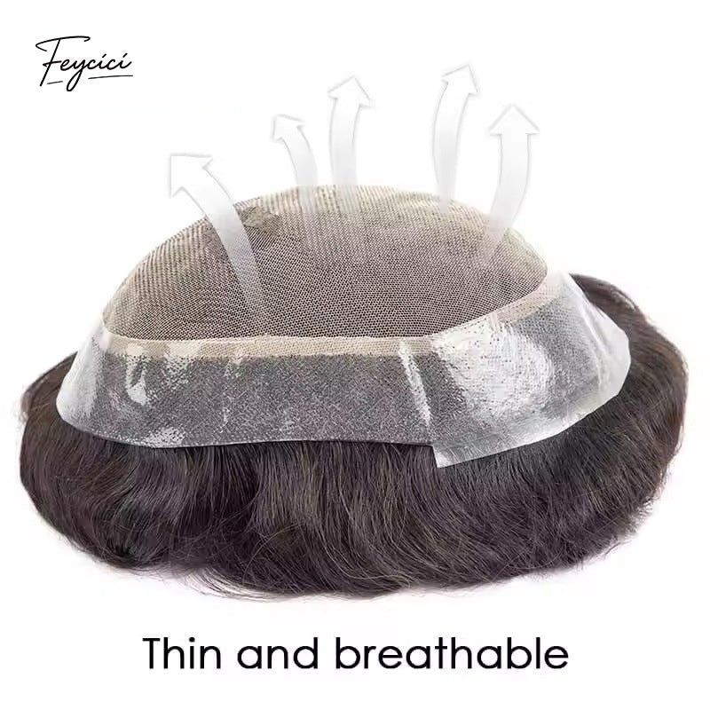 Fine Mono Center with NPU Perimeter Men’s Hair System - Durable & Breathable Toupee