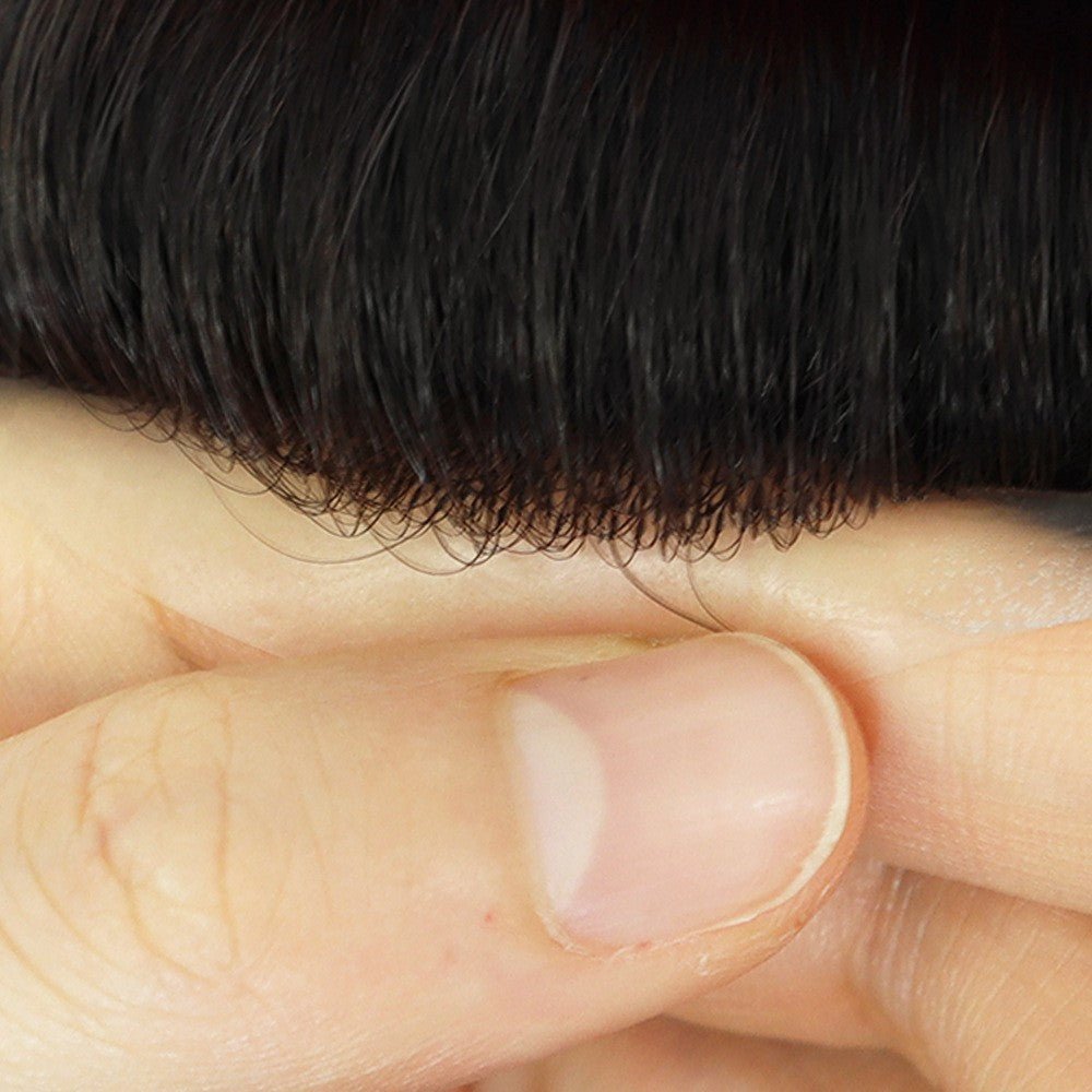 Fine Mono with PU Perimeter Men’s Hair System - Durable & Breathable Indian Remy Toupee
