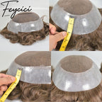 French Lace Top With PU Hair System-Natural Hair Piece- Invisible Hairline Toupee Duarble Mens Wigs Baldness12