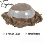 French Lace Top With PU Hair System-Natural Hair Piece- Invisible Hairline Toupee Duarble Mens Wigs Baldness6