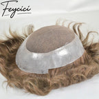French Lace Top With PU Hair System-Natural Hair Piece- Invisible Hairline Toupee Duarble Mens Wigs Baldness8