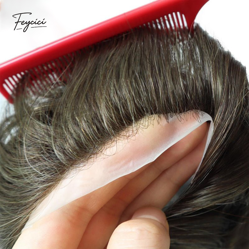 8"x10" Thin Skin Hair System for Men –Natural Hair Piece V Loop Toupe -Free Style