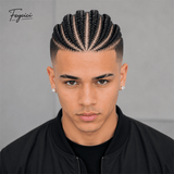 Hand-Woven 8 Cornrow Braids Human Hair Toupee - 10x8" Full Lace & Q6 Base Hairpiece for Men