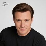 Feycici invisible PU hair system for men with ultra 0.12mm full hand-tied natural hair piece showing realistic hair attachment