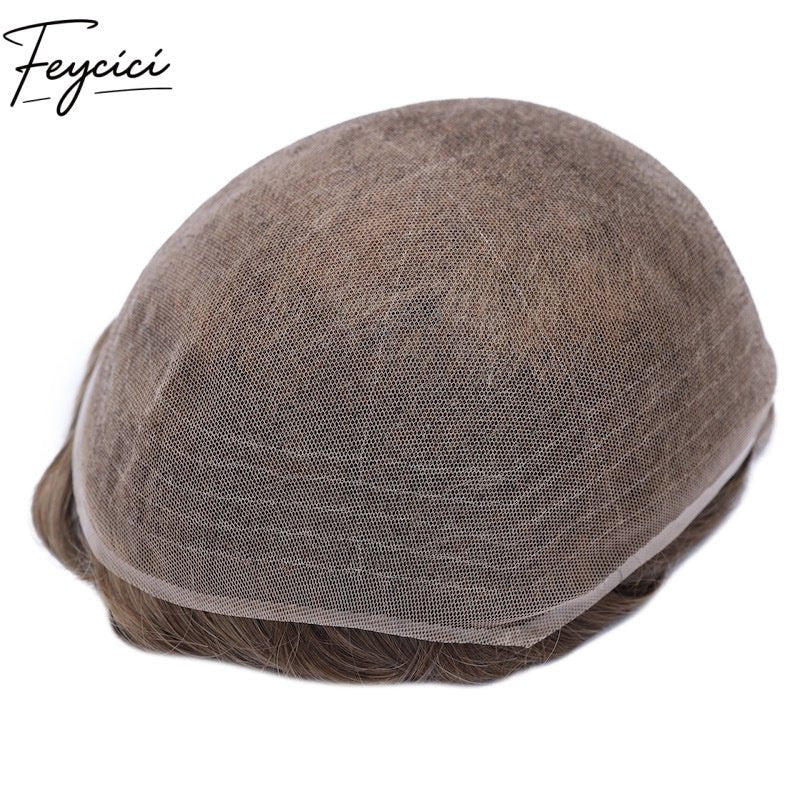 Invisible Full Lace Hair System for Men –Natural Hair Piece Full Hand Tied 130% Density16