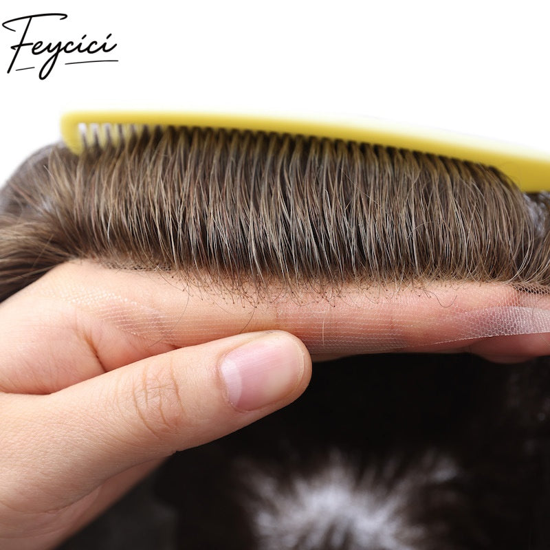 Invisible Full Lace Hair System for Men –Natural Hair Piece Full Hand Tied 130% Density19