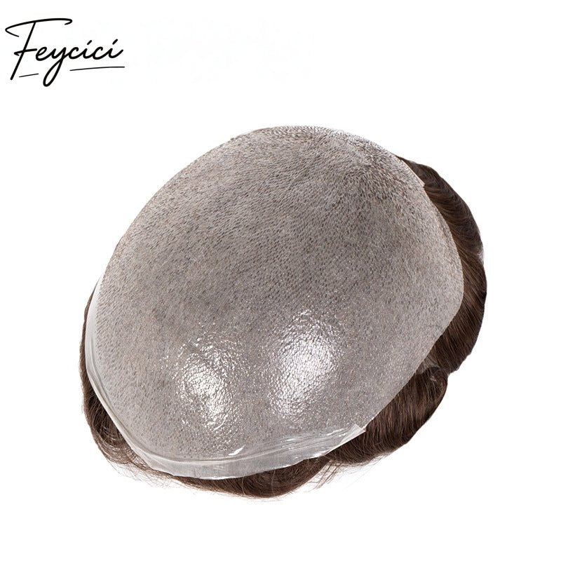 Invisible PU Hair System for Men –Natural Hair Piece Ultra 0.12mm Full Hand Tied Natural Hair Piece9