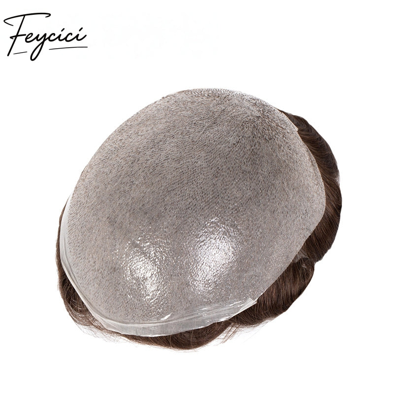 Invisible PU Hair System for Men –Natural Hair Piece Ultra 0.12mm Full Hand Tied Natural Hair Piece9