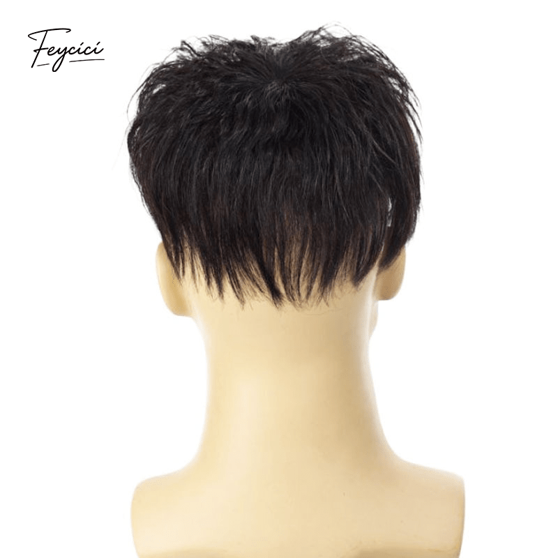 Korean Root Perm Men’s Toupee - 100% Human Hair Fashion Volume Topper for Seamless Styling
