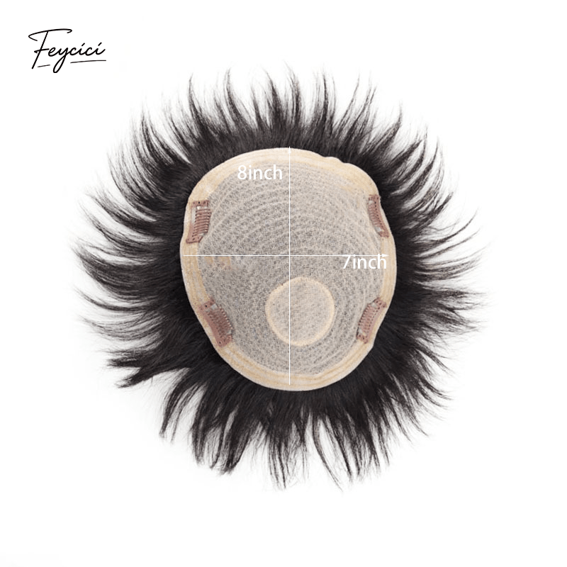 Korean Root Perm Men’s Toupee - 100% Human Hair Fashion Volume Topper for Seamless Styling