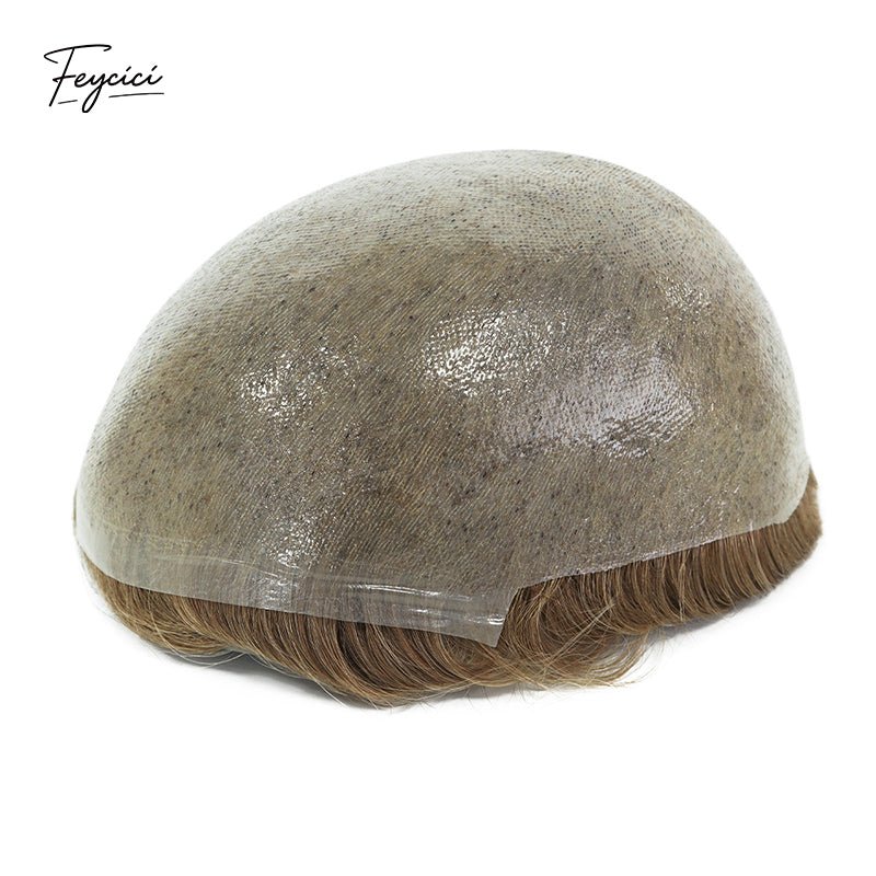 Classic Thin Skin Men’s Hair System - 0.12mm Durable Bio-Skin Toupee with V-Loop Front
