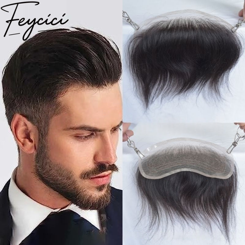 Lace Men Hair Toupee For Forehead Hairline--Natural Hair Piece-Free Style Hair System-Hair Patches