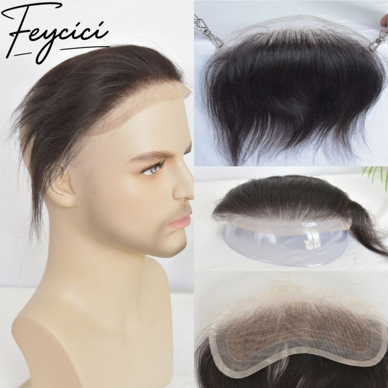 Lace Men Hair Toupee For Forehead Hairline--Natural Hair Piece-Free Style Hair System-Hair Patches2