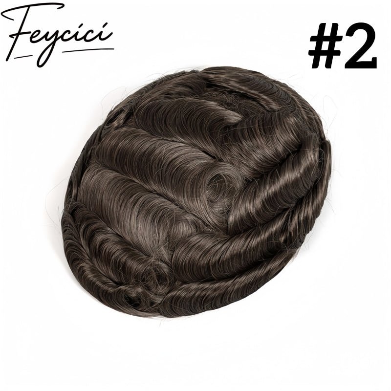 Lace Top With PU Mens Wigs Baldness-Natural Hair Piece- Invisible Hairline Toupee2