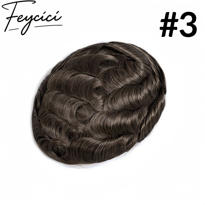 Lace Top With PU Mens Wigs Baldness-Natural Hair Piece- Invisible Hairline Toupee3
