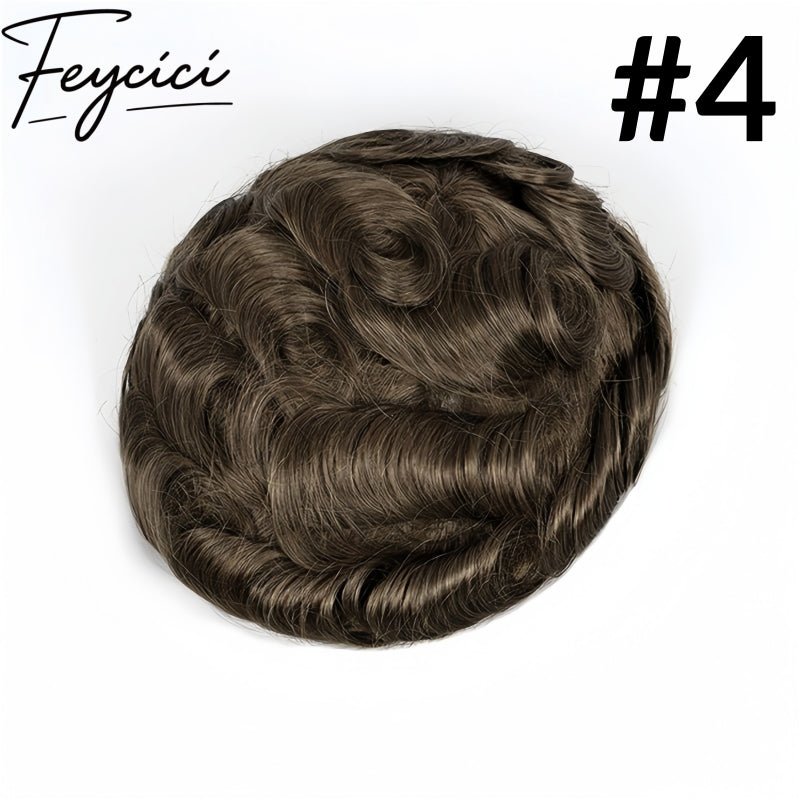 Lace Top With PU Mens Wigs Baldness-Natural Hair Piece- Invisible Hairline Toupee4