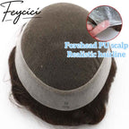Lace Top With PU Mens Wigs Baldness-Natural Hair Piece- Invisible Hairline Toupee7