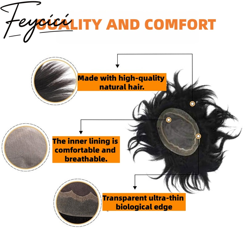 Lace Top With Pu Mens Wigs Baldness-Natural Hair Piece-Free Style Toupee-Multiple Size Hair System8