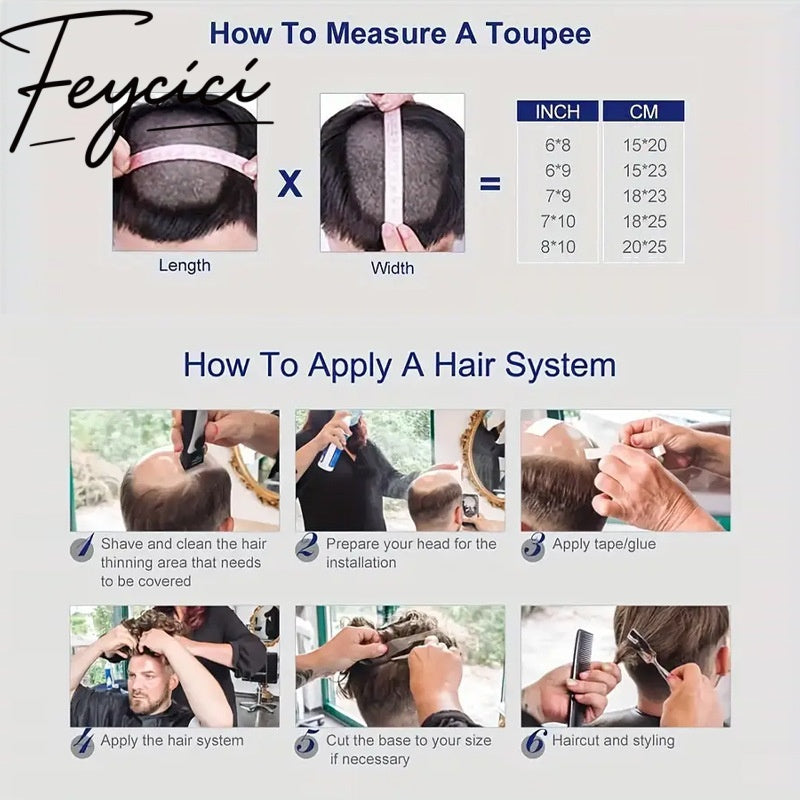 Lace Top With Pu Mens Wigs Baldness-Natural Hair Piece-Free Style Toupee-Multiple Size Hair System9