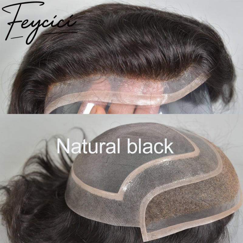 Lace With Pu Mono Mens Wigs Baldness-Natural Hair Piece-Free Style Hair System Toupee1