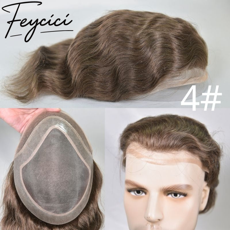 Lace With Pu Mono Mens Wigs Baldness-Natural Hair Piece-Free Style Hair System Toupee3