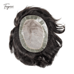 Men's Breathable Fine Mono Toupee - Hand-Tied Real Human Hair System with Natural Lace Front & NPU Perimeter