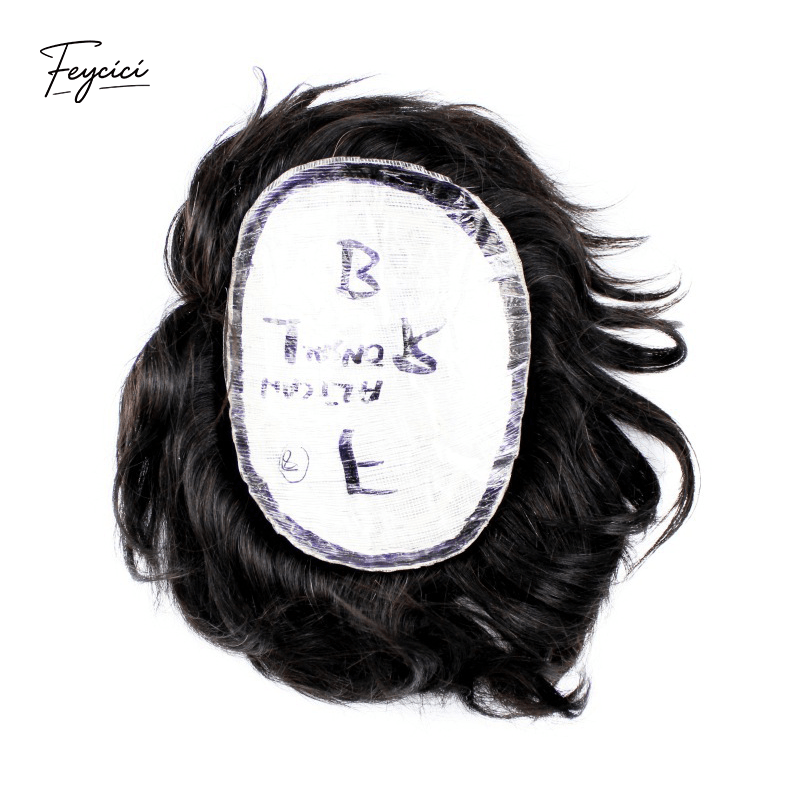 Men's Breathable Fine Mono Toupee - Hand-Tied Real Human Hair System with Natural Lace Front & NPU Perimeter