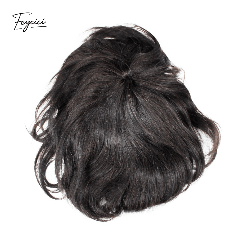 Men's Breathable Fine Mono Toupee - Hand-Tied Real Human Hair System with Natural Lace Front & NPU Perimeter
