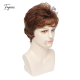 Men's Dark Brown Short Wavy Wig – 10-Inch Layered Synthetic Rose Net Wig