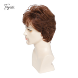 Men's Dark Brown Short Wavy Wig – 10-Inch Layered Synthetic Rose Net Wig