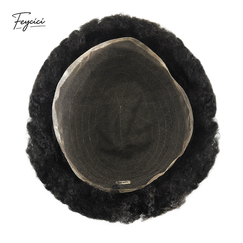 Men's Full French Lace Afro Toupee – Premium Human Hair Wave & Crimp System