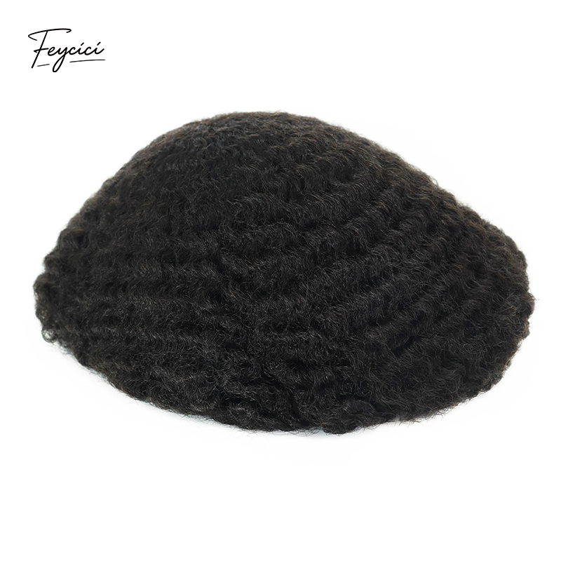 Men's Full French Lace Afro Toupee – Premium Human Hair Wave & Crimp System