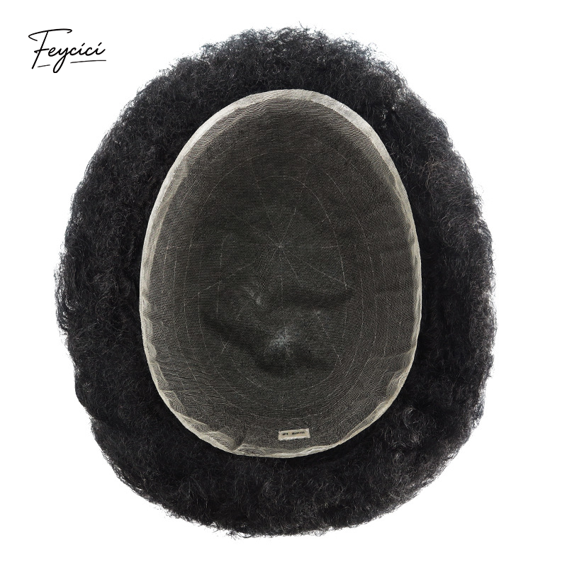 Men's Full French Lace Afro Toupee – Premium Human Hair Wave & Crimp System